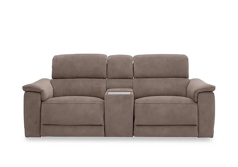 Genius Fabric 2 Seater Power Recliner Media Sofa with Power Headrest, Power Lumbar and Heated Seats - Marble Charcoal Grey