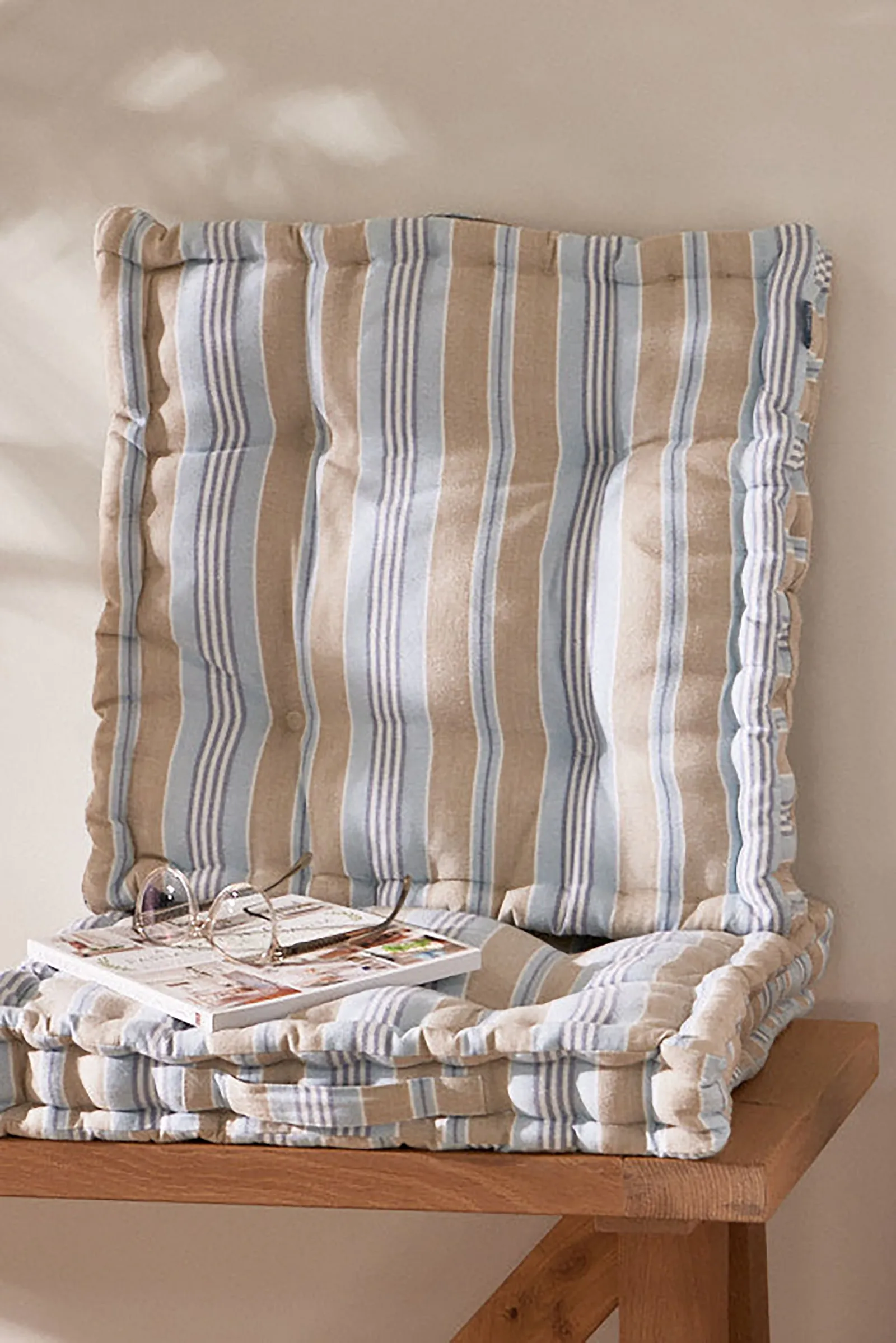 Dibor Oxford Blue Striped Indoor Seat Pad Bench Cushions 50x50cm