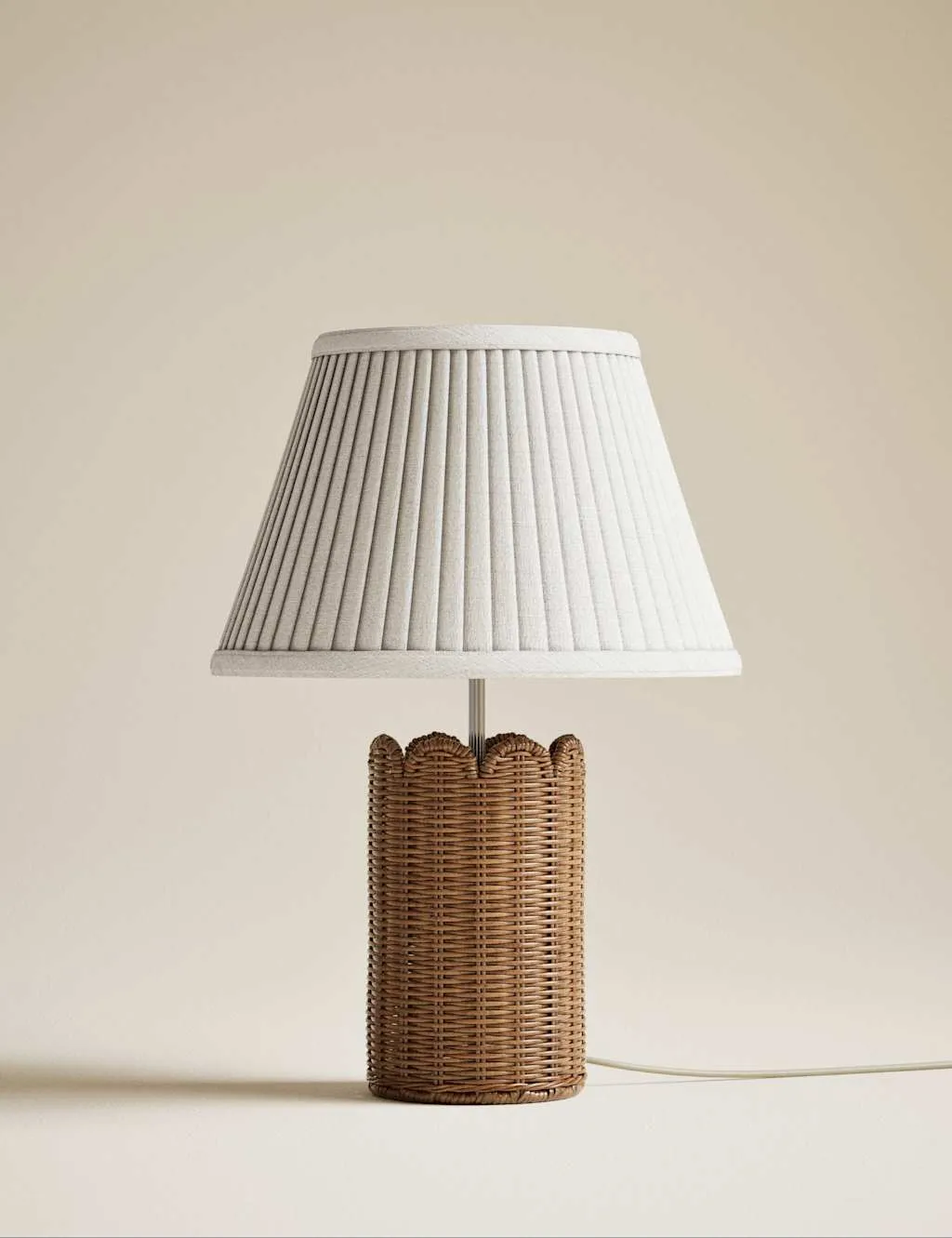 M&S Wicker Scalloped Table Lamp Natural