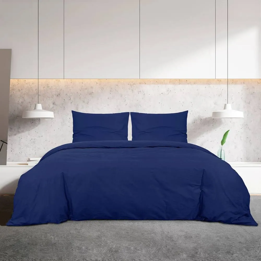 Berkfield Home Elegant Duvet Cover Set Navy Blue 140x200 cm Light-weight Microfiber
