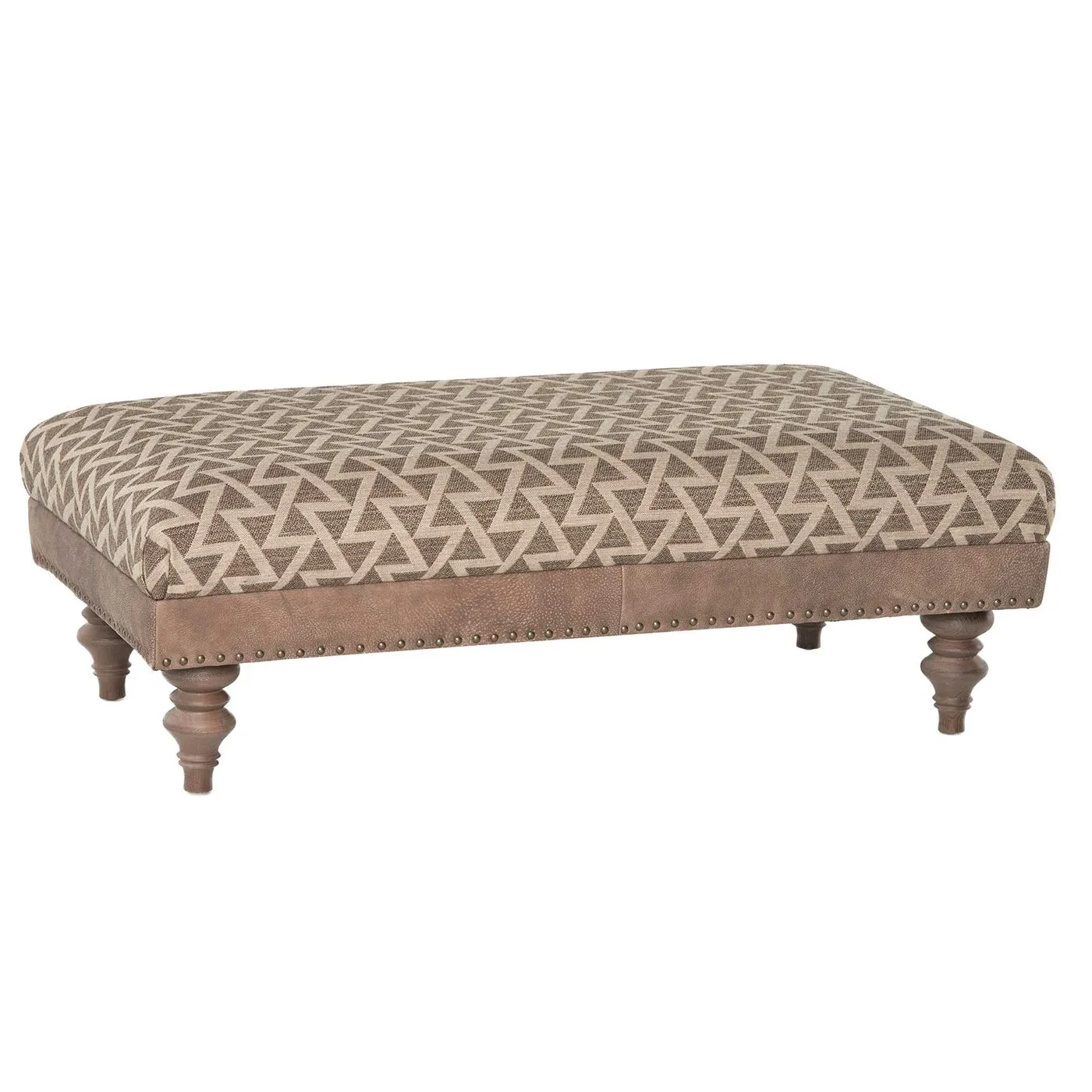 Darwin Footstool, Leather And Fabric Mix
