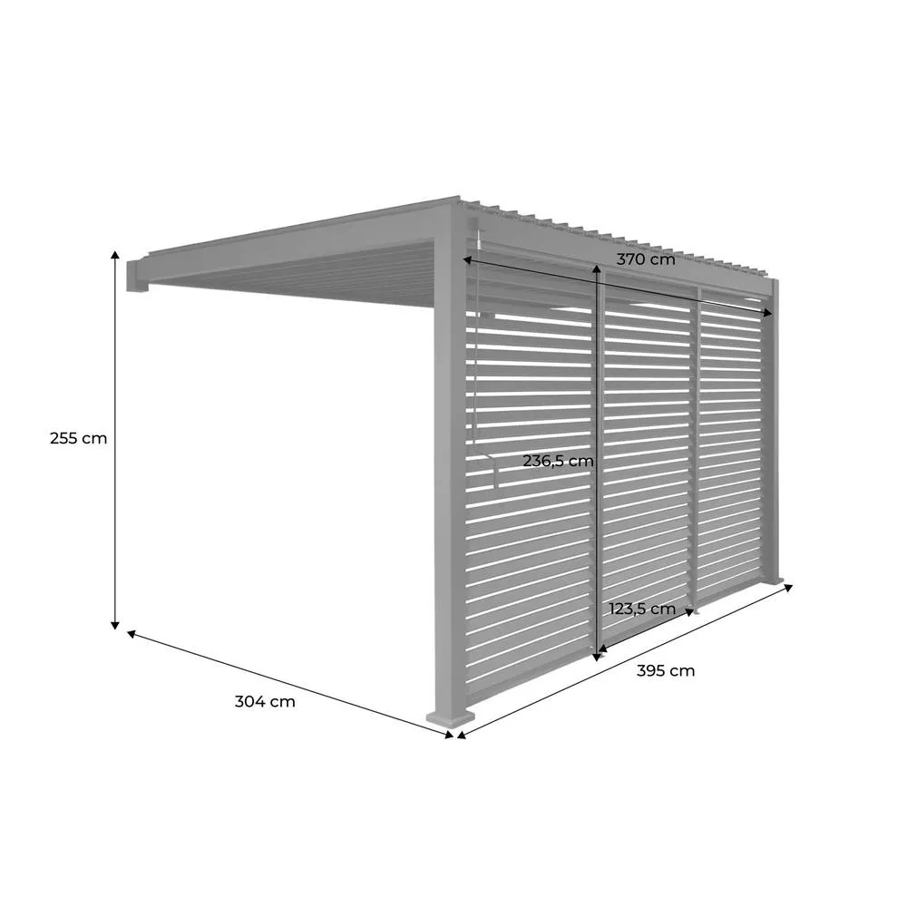 sweeek Lean to pergola 4 x 3m + 3 130cm louver panels in Dark Grey 6