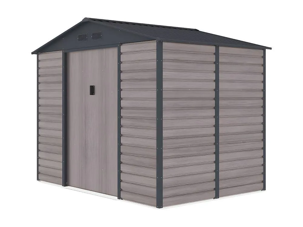 Vente-unique Galvanised Steel Garden Shed - Grey Wood Effect - 5.40 M² - ADELMO 6