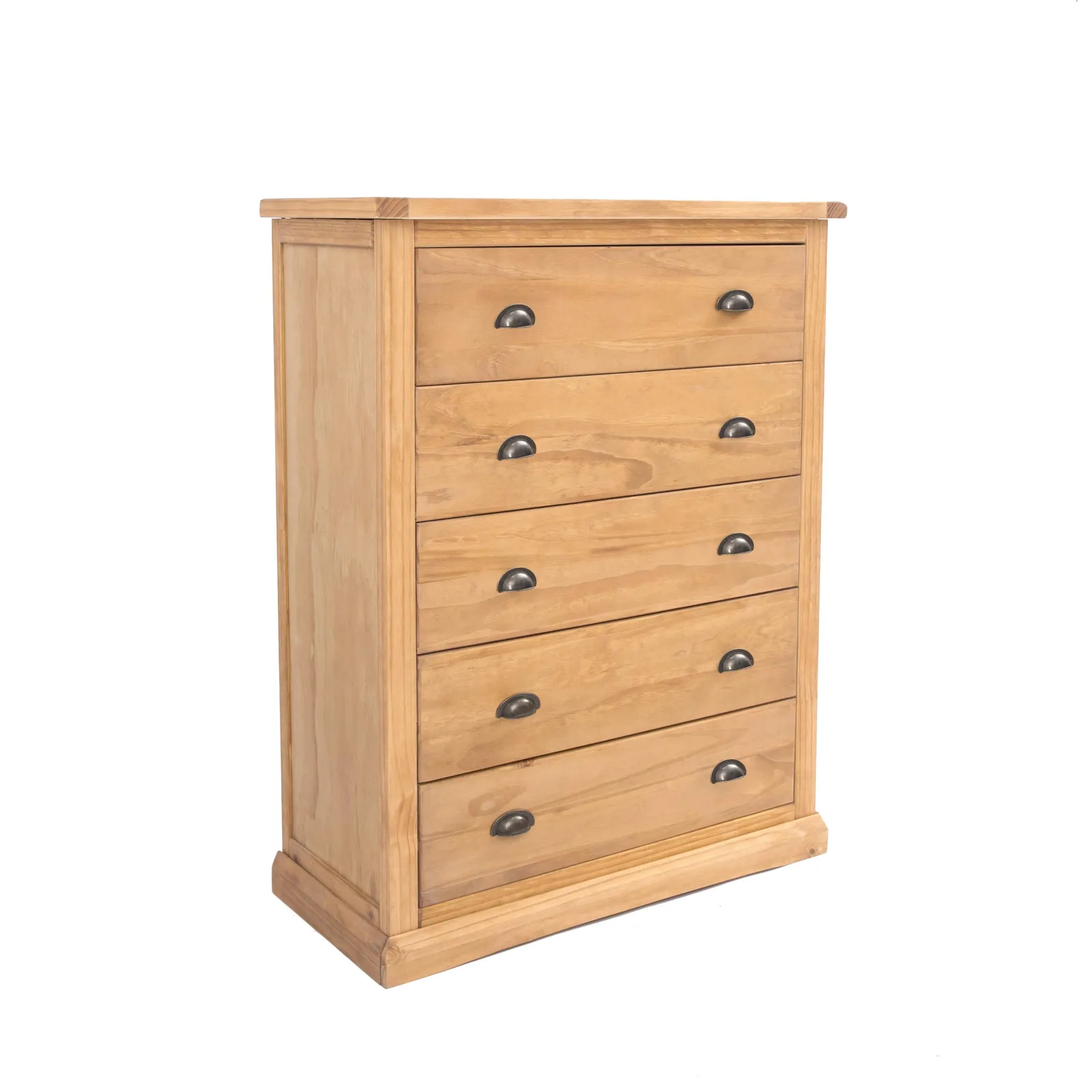 Cabinet Bits Lucca 5 Drawer Chest of Drawers Brass Cup Handle in Light Brown 2