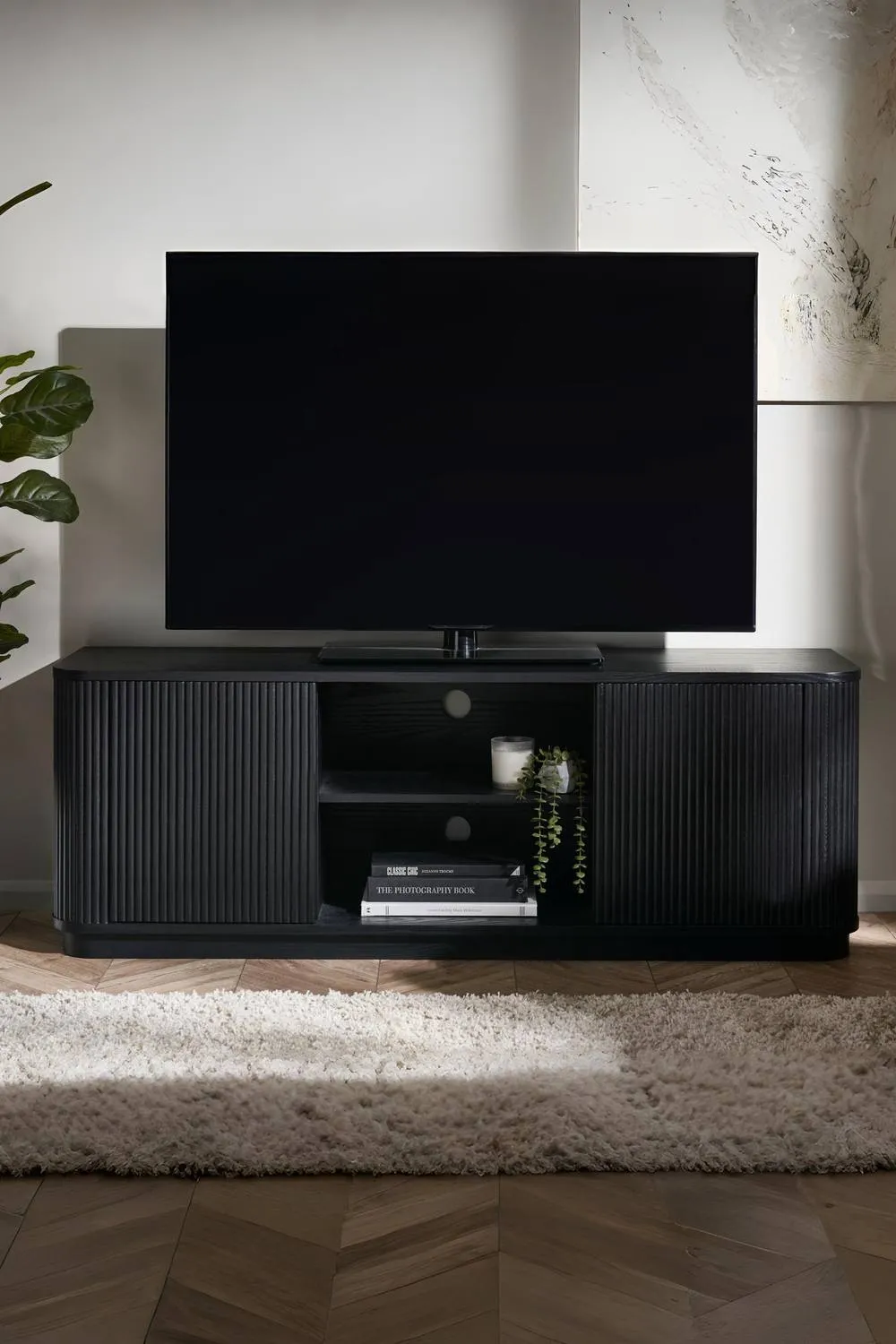 Julian Bowen Louis Fluted TV Unit in Black