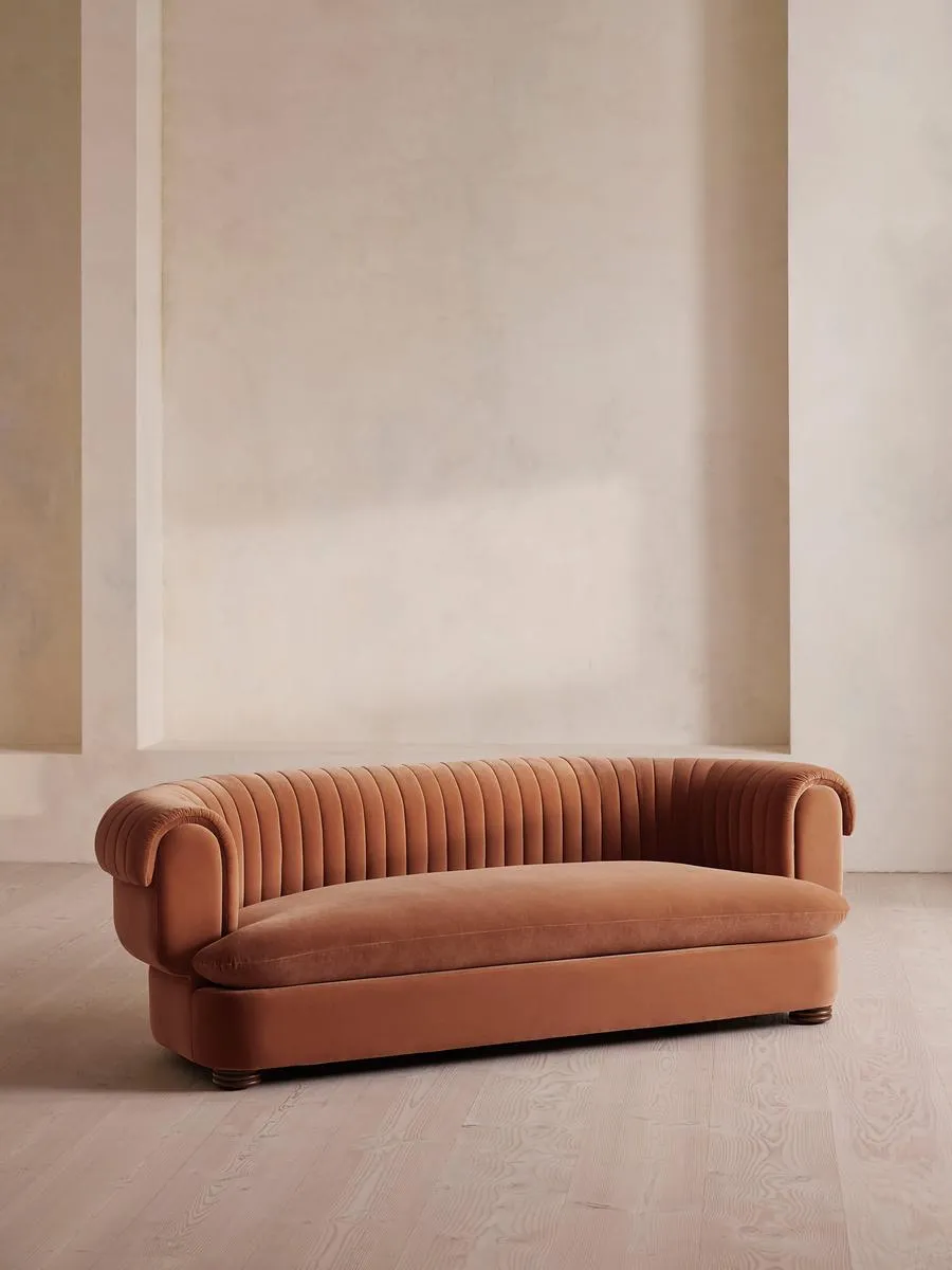 Rava Three Seater Sofa, Velvet, Antique Rose