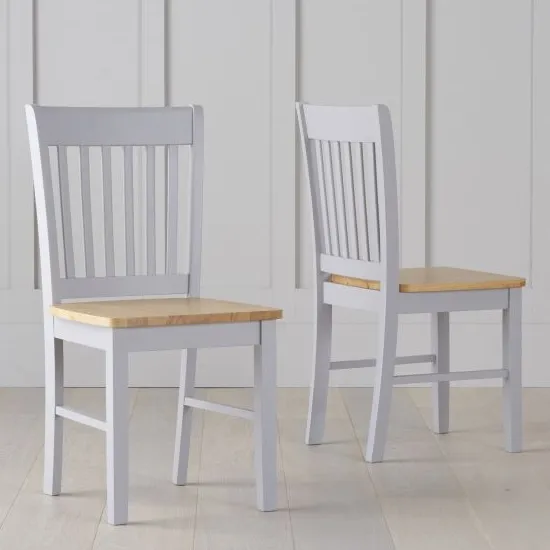 Botain Oak And Grey Dining Chairs In Pair