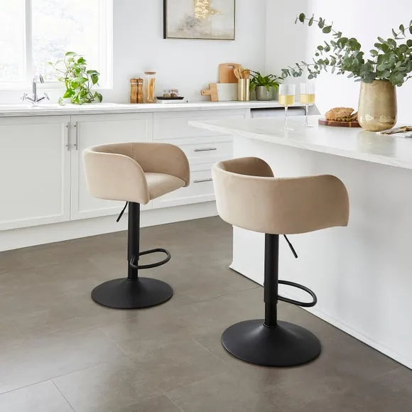 Talullua Height Adjustable Bar Stool, Velvet 2