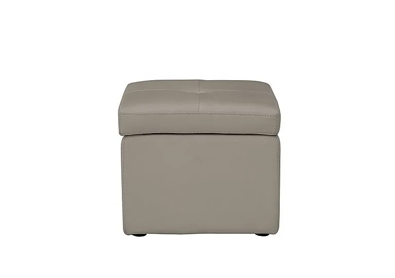 Easy Tray Leather Storage Footstool - Silver Grey