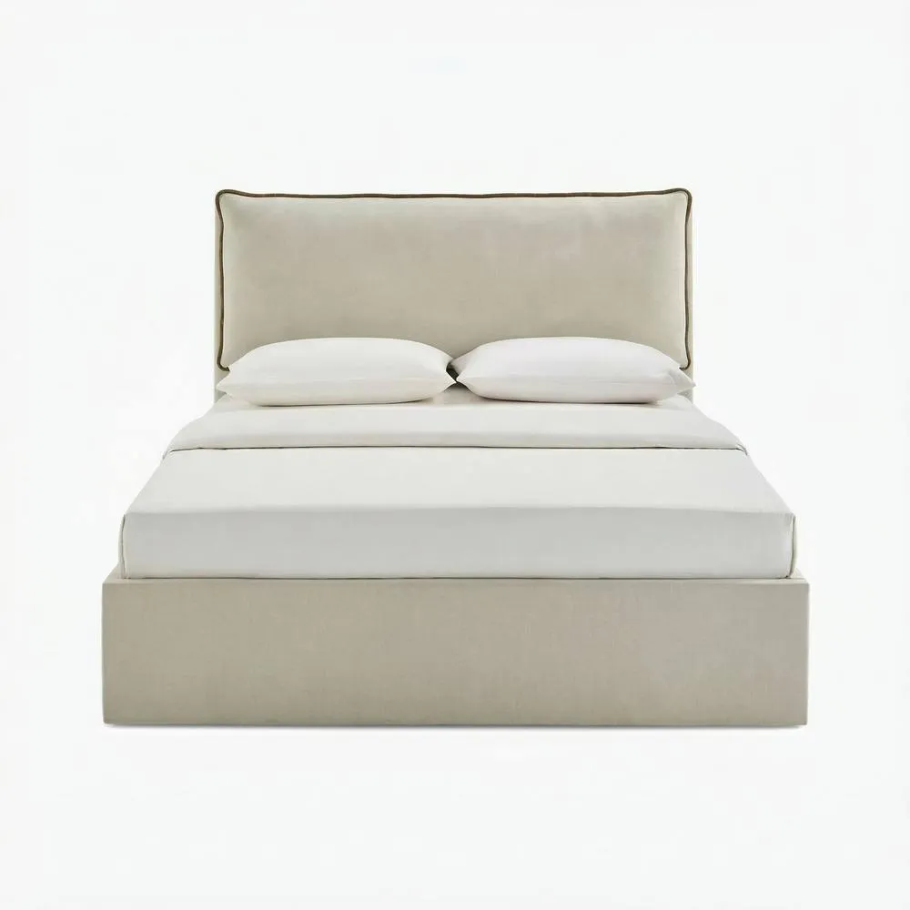FurnitureboxUK Tilly Cream & Bronze Fabric Ottoman King Size Bed Frame 3