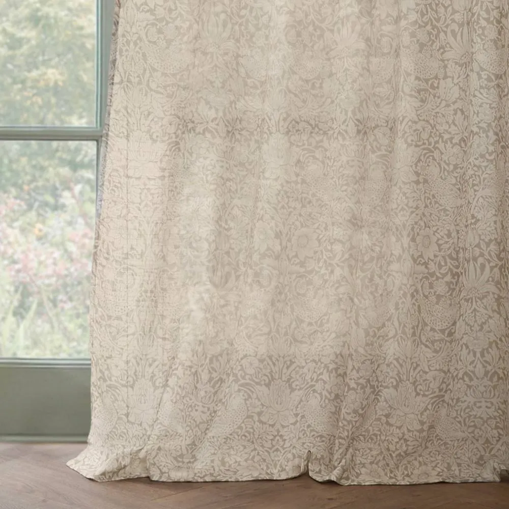 Morris & Co Strawberry Thief Sheer Curtain Panel in Cream 3
