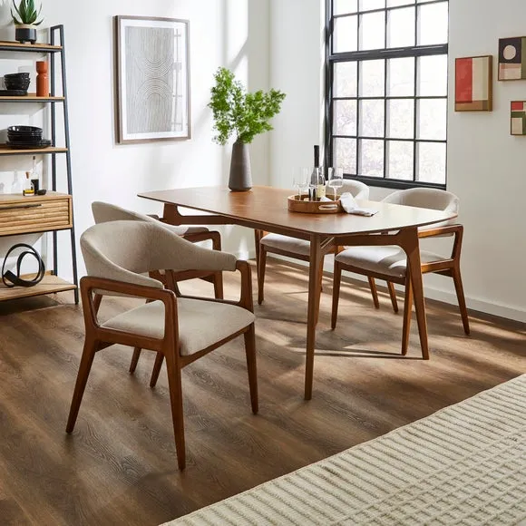 Hugh Dark Stained Dining Chair, Fabric 2