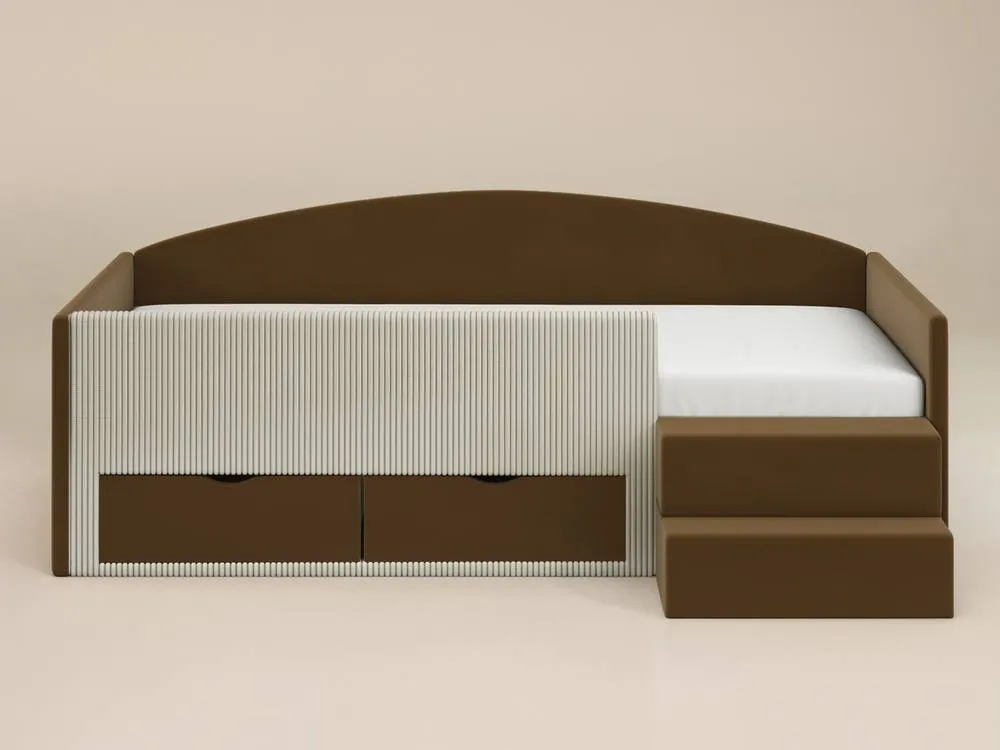 Flair Elisa Velvet Storage Low Sleeper Bed with Beige Cord in Brown 6