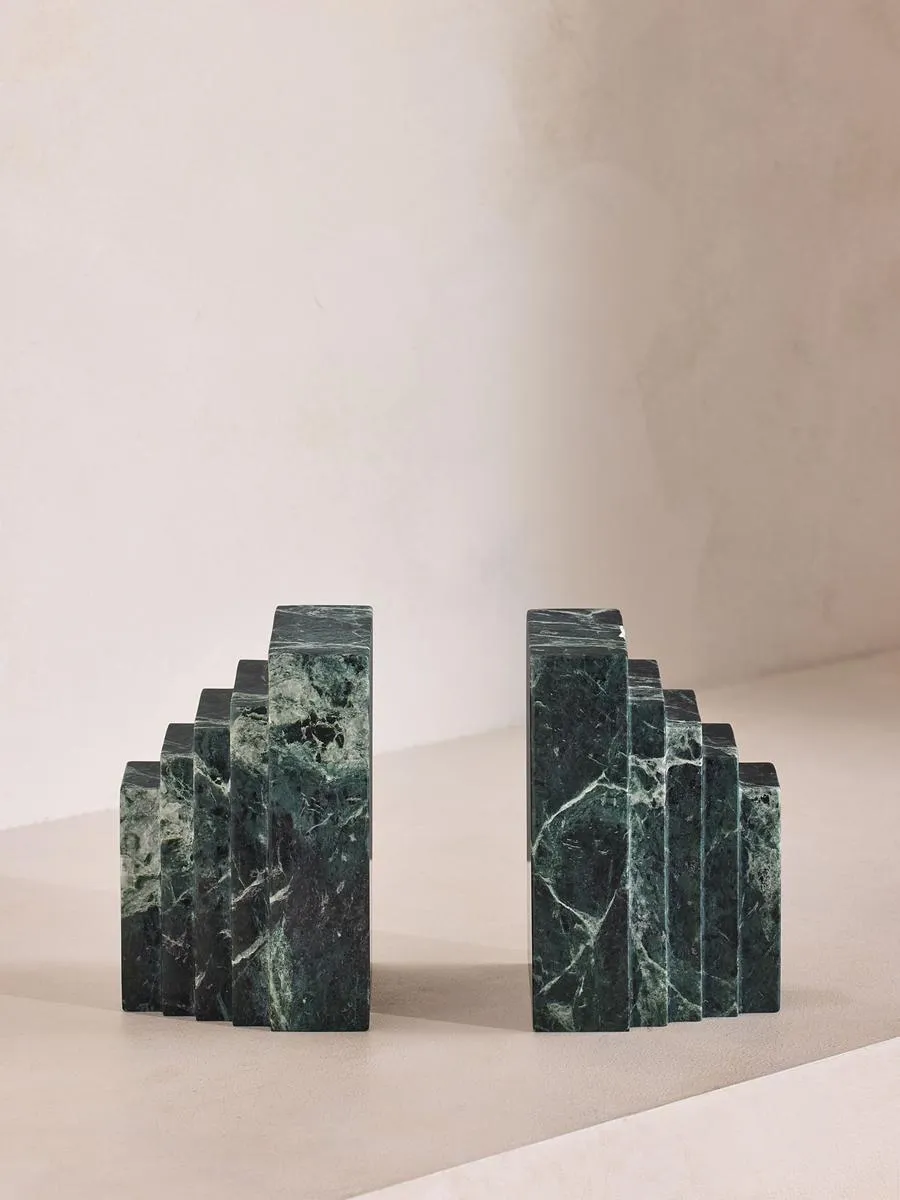 Lola Bookends, Verde Green Marble