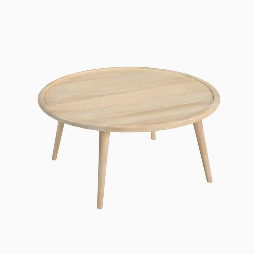 FurnitureboxUK Orizaba Round White Oak Wood Coffee Table in Light Brown 4