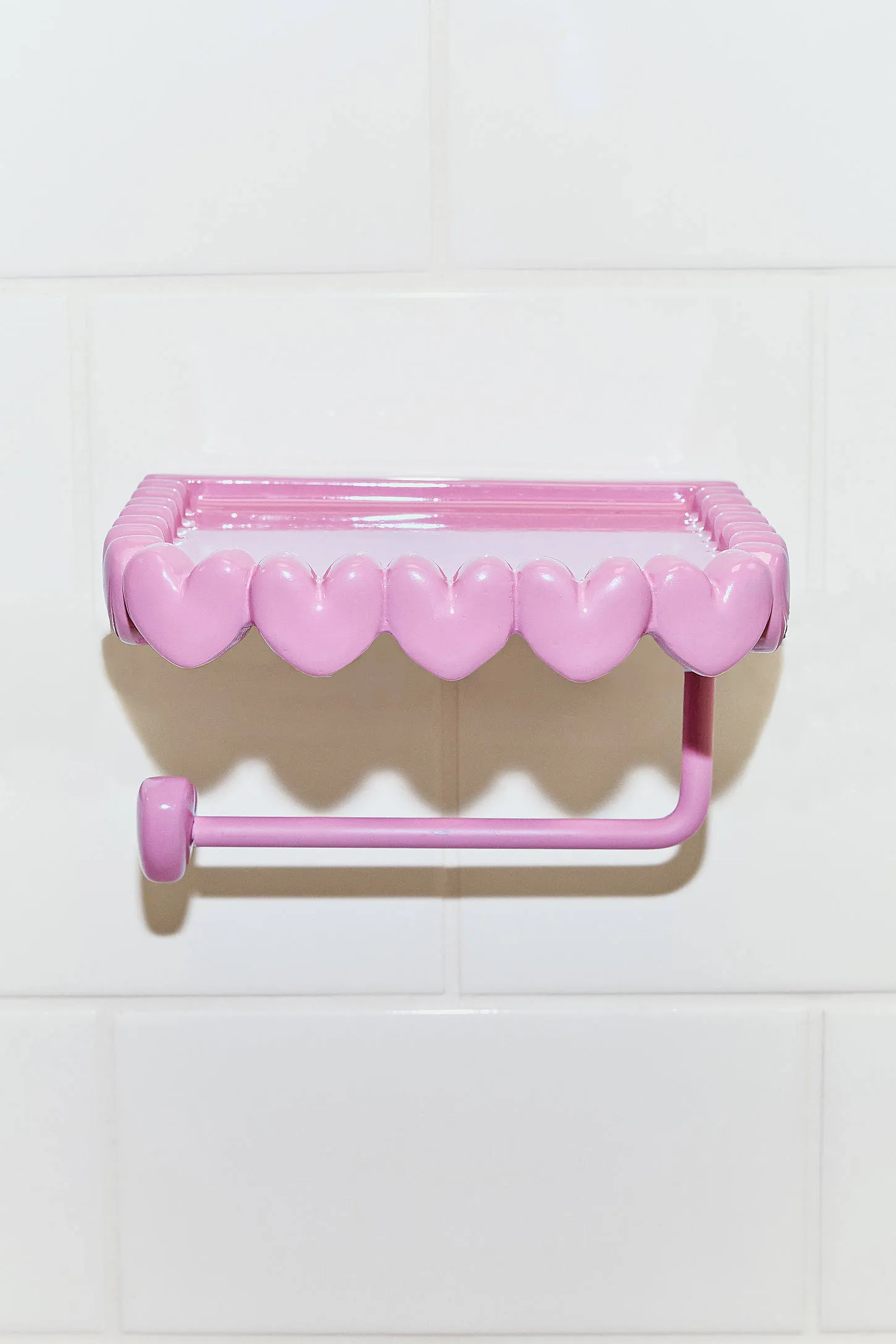 Eloise Heart Trim Toilet Paper Holder & Storage Shelf - Pink 2