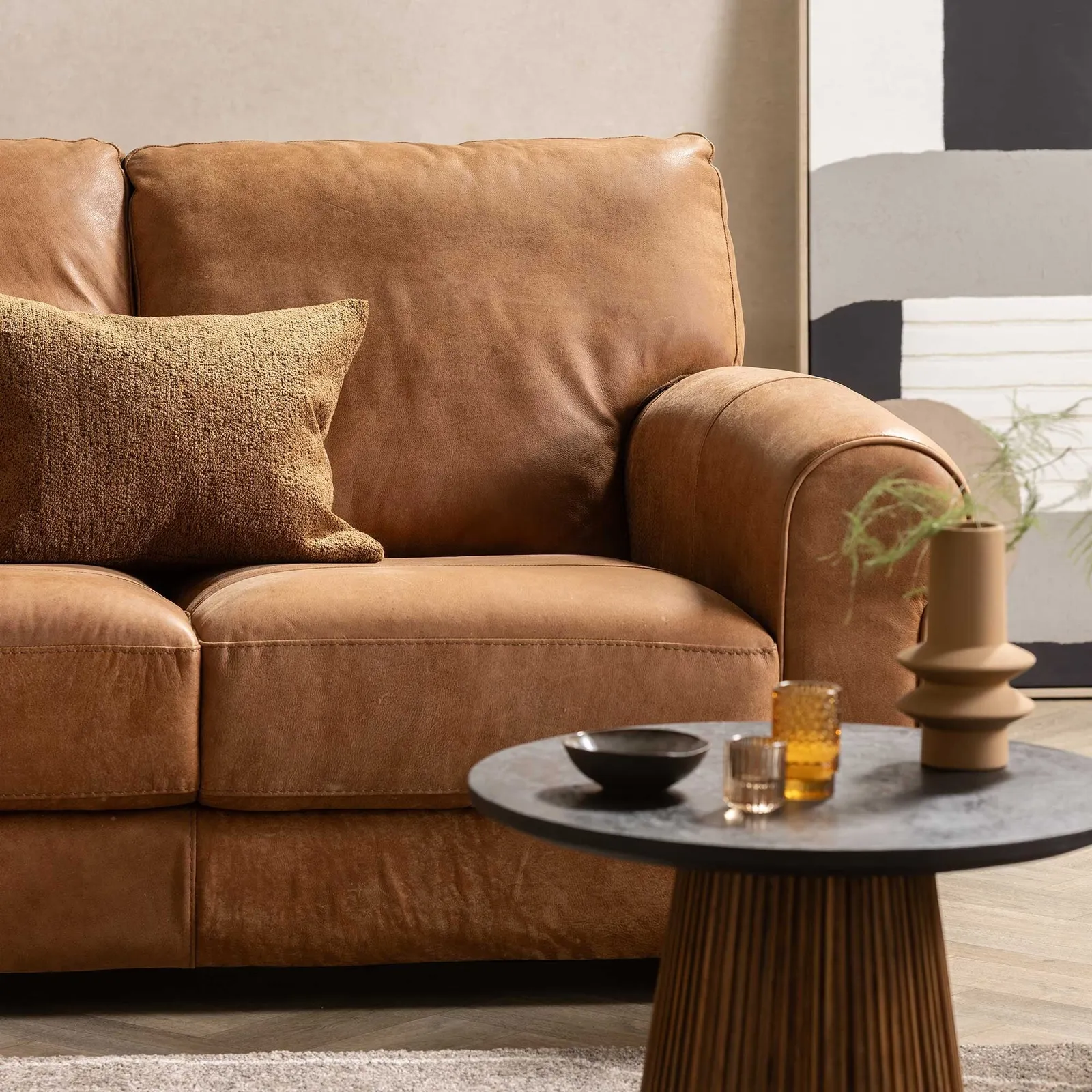 Houston Love Seat Sofa, Brown Leather | Barker & Stonehouse 2