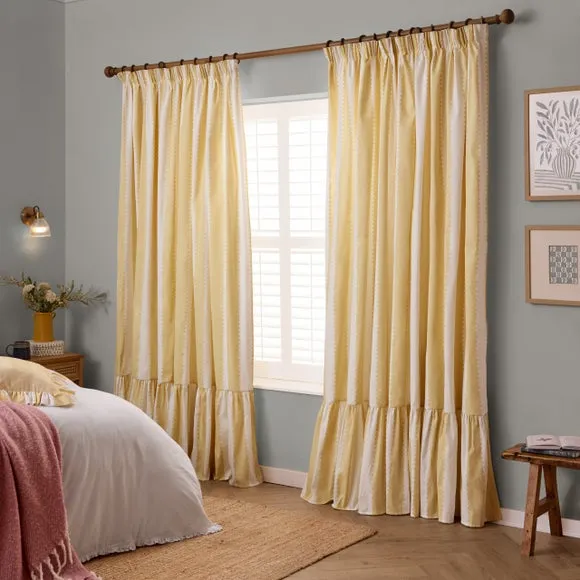 Furn. Birdie Stripe Pencil Pleat Curtains 1