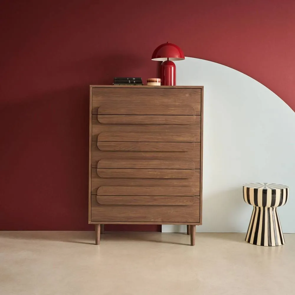 sweeek Vintage wood effect 5 drawer chest in Dark Brown 3