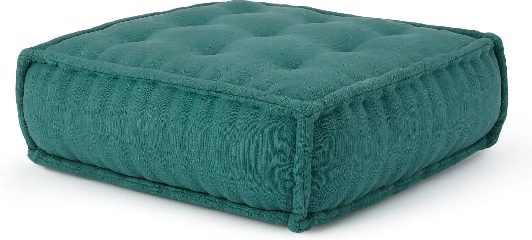 Sully Large Floor Cushion, Teal Cotton Slub