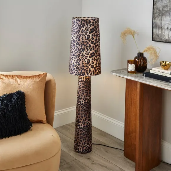 Leopard Print Fabric Floor Lamp