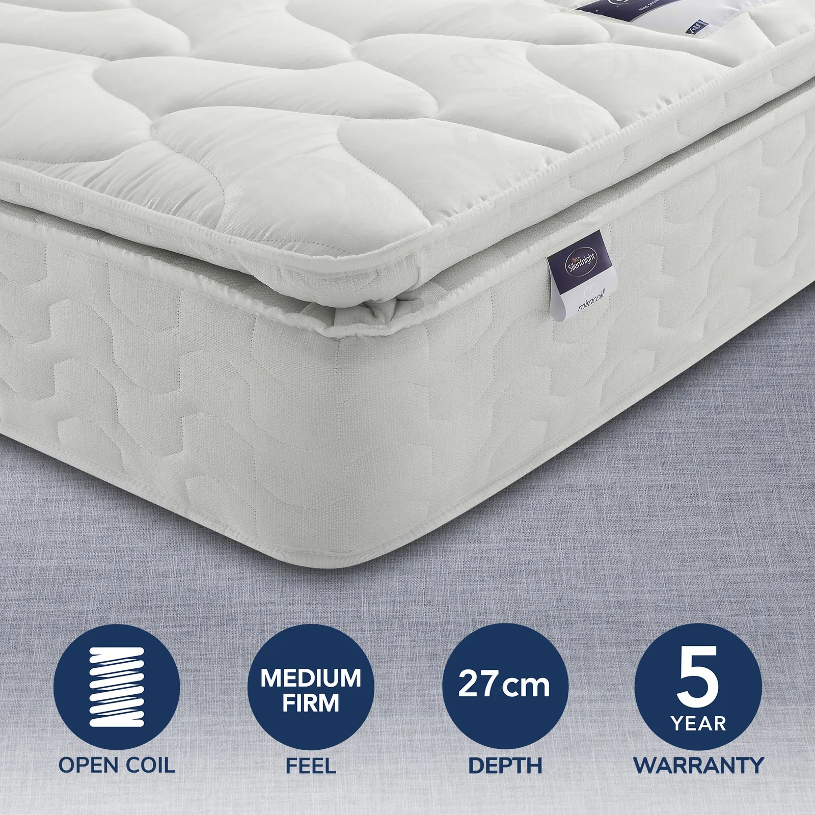 Silentnight Medium Firm Miracoil Pillowtop Hybrid Mattress 1