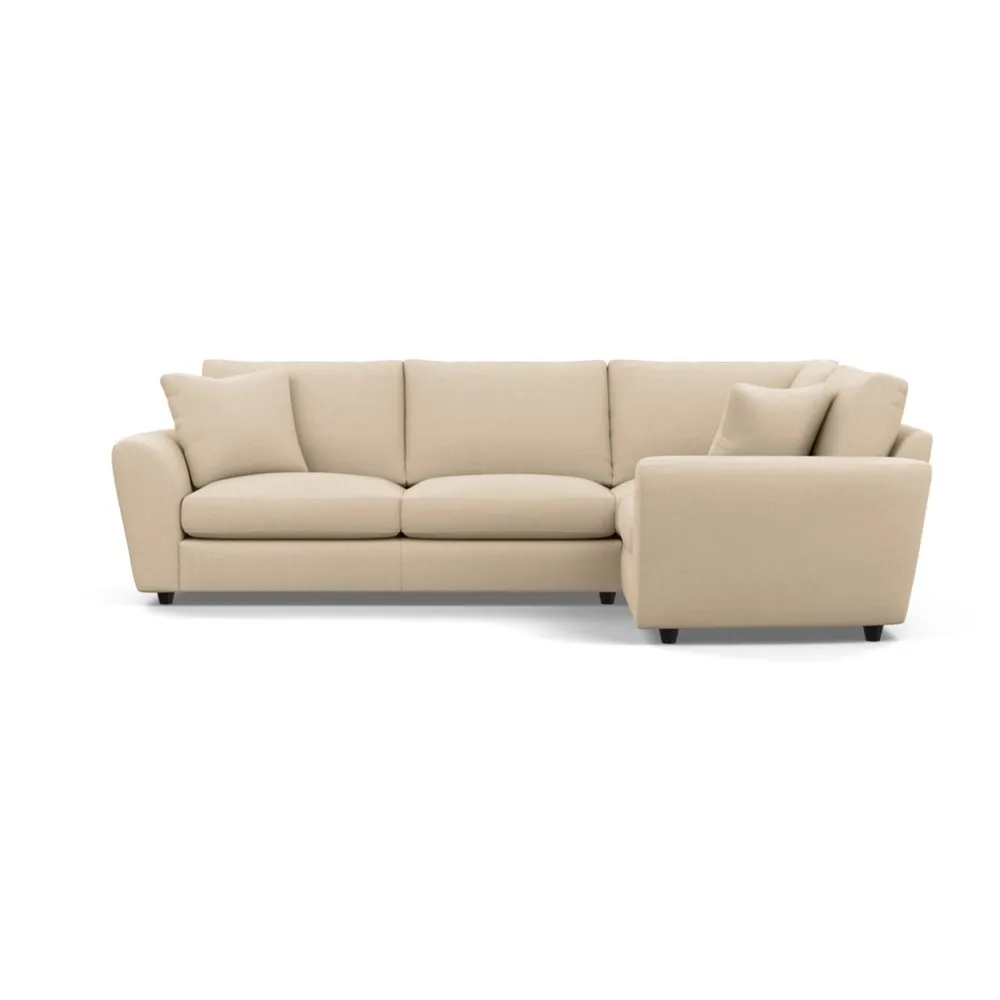 Heal's Snooze Right Hand Facing Corner Sofa Brushed Cotton Oat Black Feet 1