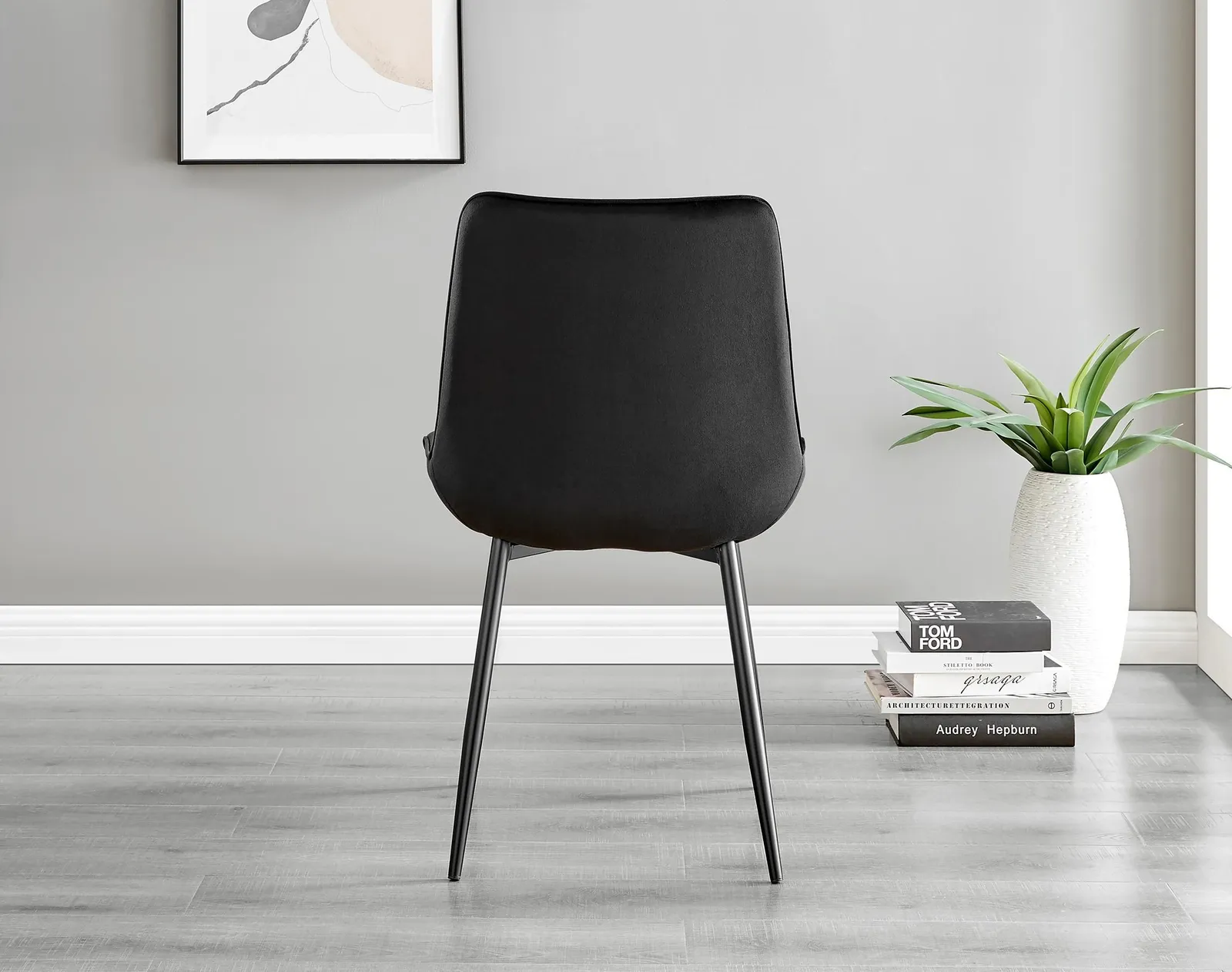 FurnitureboxUK Set of 2 Pesaro Luxury Velvet Dining Chairs With Diamond Stitched Back & Black Metal Legs 6
