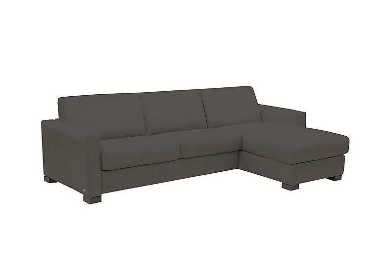 Alcova 3 Seater Leather Sofa Bed with Storage Right Hand Facing Chaise and Box Arms - Torello Grigio Scuro - Sofas and Armchairs - In Time for Christmas
