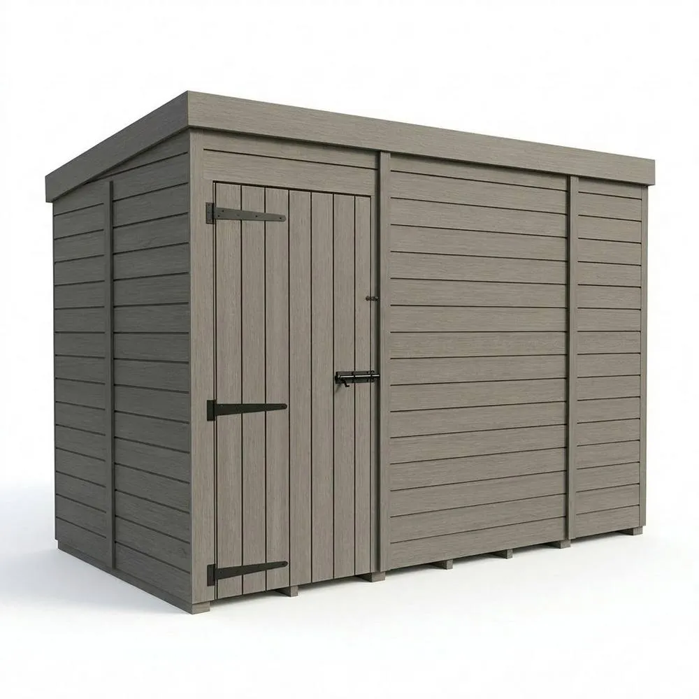 Buttercup Farm 5ft x 9ft Composite Pent Garden Shed Single Door No Windows - Grey