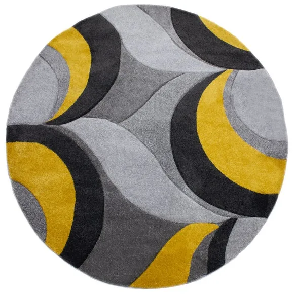 Mirage Demi Abstract Curve Round Rug 5