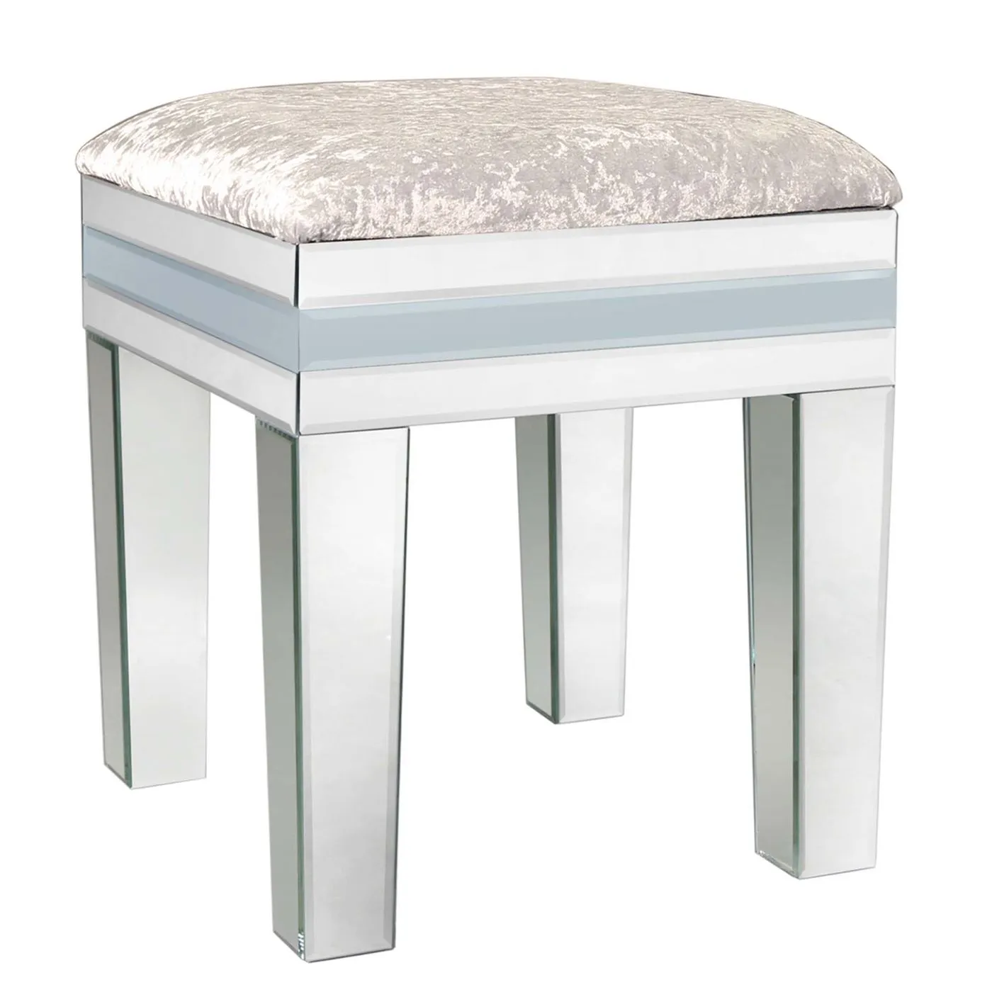 Quartz Dressing Table Stool, Grey Glass and Mirror