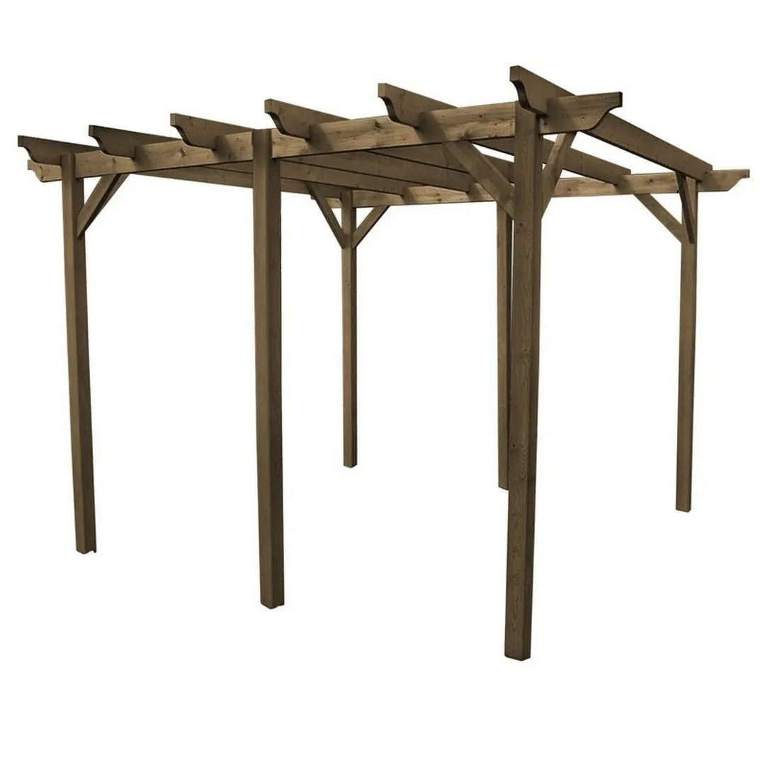 Rutland County Garden Furniture Ltd Garden Pergola 6 Posts - Wood - L360 x W540 x H270 cm - Rustic Brown