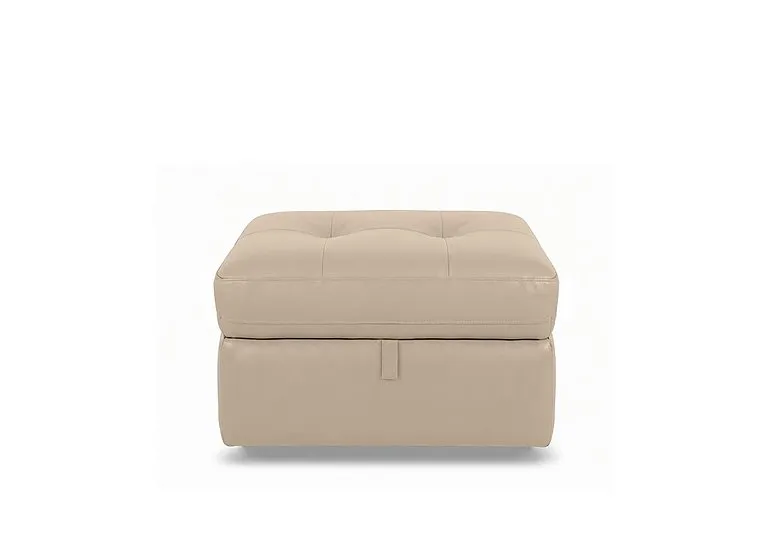 Drift Leather Storage Footstool - BV Pebble - Living Room Furniture - In Time for Christmas