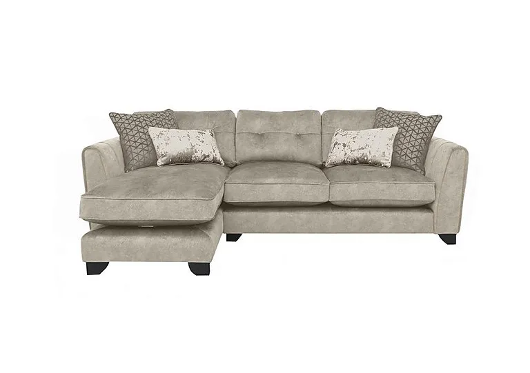 Mariah Fabric Classic Back Left Hand Facing Chaise End Sofa with Brass Insert - Dapple Cream with Brass Insert