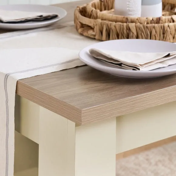 Highgate Dining Table with 2 Benches, Oak Effect 3