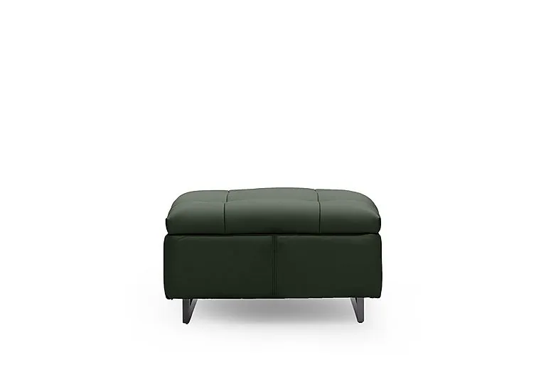 Gisella Leather Large Footstool - Oslo Pine