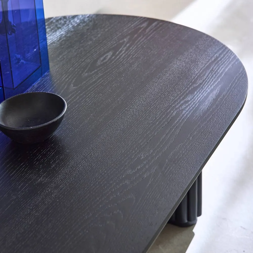 sweeek Oval coffee table Rubberwood oak veneer in Black 5