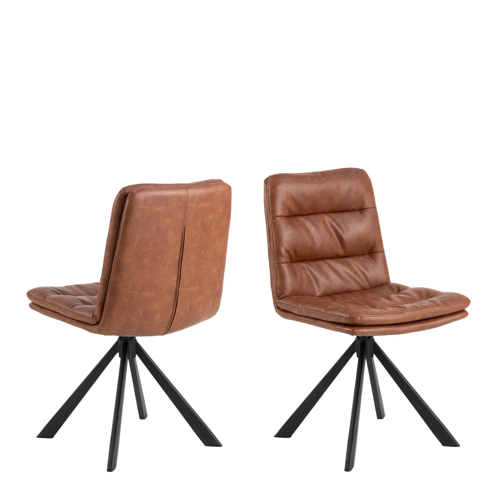 Furniture To Go Dean Brandy PU Swivel Dining Chair Set of 2 in Brown