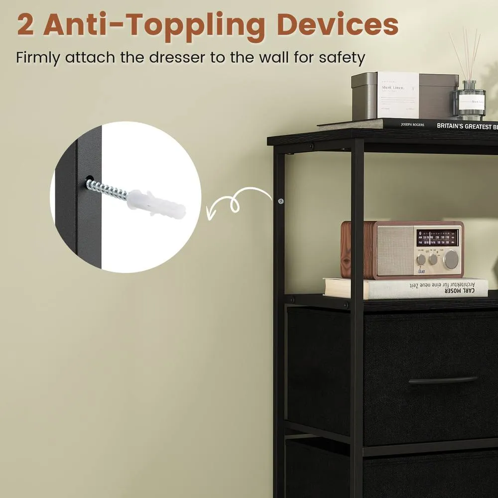 Costway Dresser for Bedroom Storage Dresser with 5 Drawers Black
