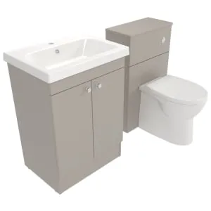 Deccado Benham Soft Suede 600mm Freestanding Vanity & 500mm Toilet Pan Unit with Basin Modular Combination 2