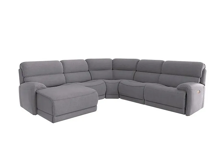 Link Fabric Left Hand Facing Corner Chaise Power Sofa - R27 Pewter