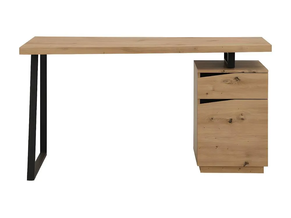 Vente-unique Desk With 1 Drawer & 1 Door - MDF & Steel - Oak & Black - GOTAMA 5