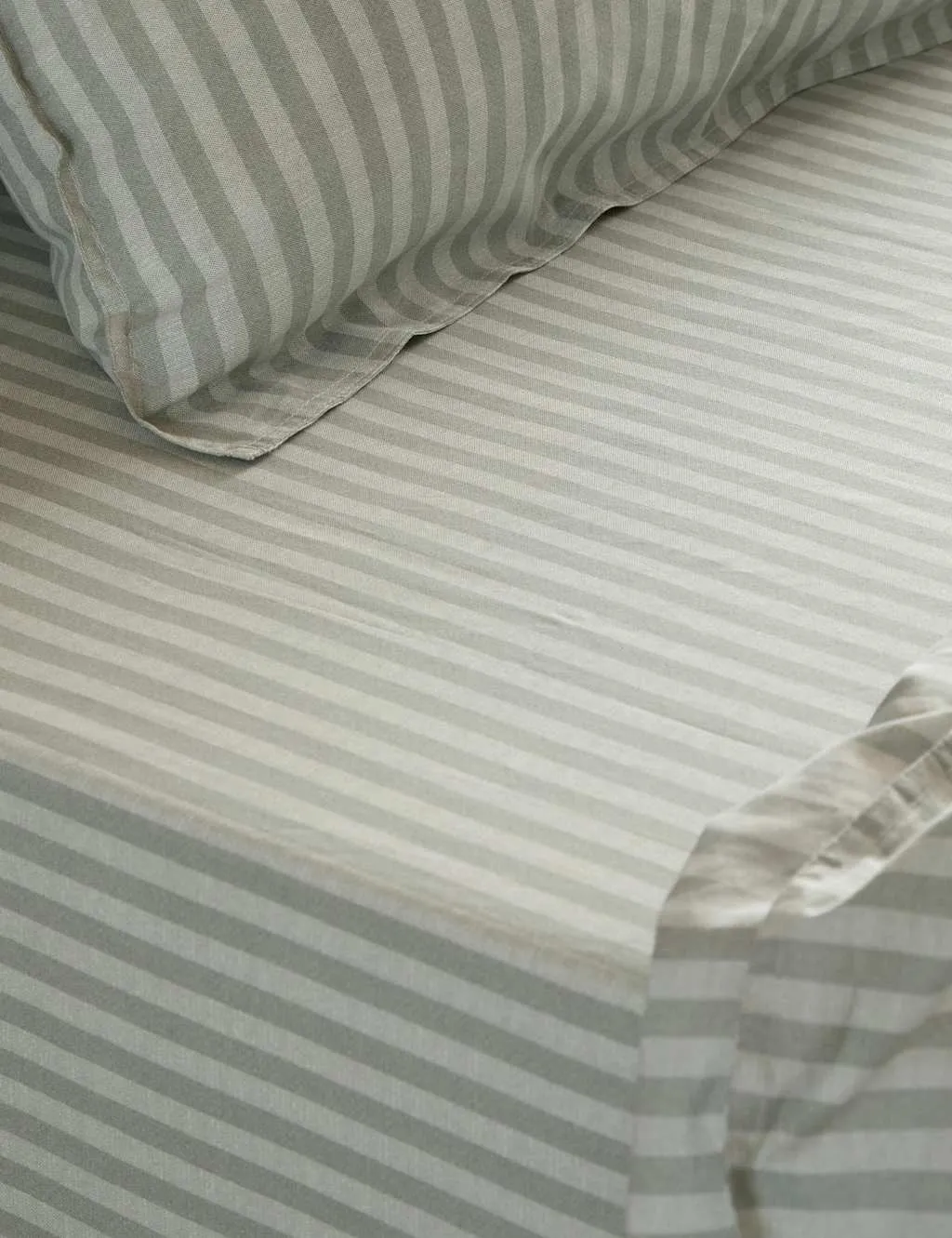 YARD Pure Cotton Marlow Striped Fitted Sheet Sage