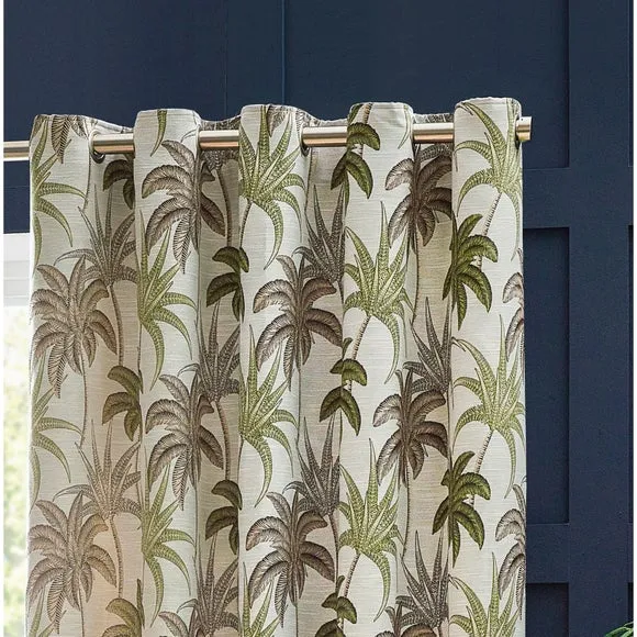 Galapagos Green Eyelet Curtains 1