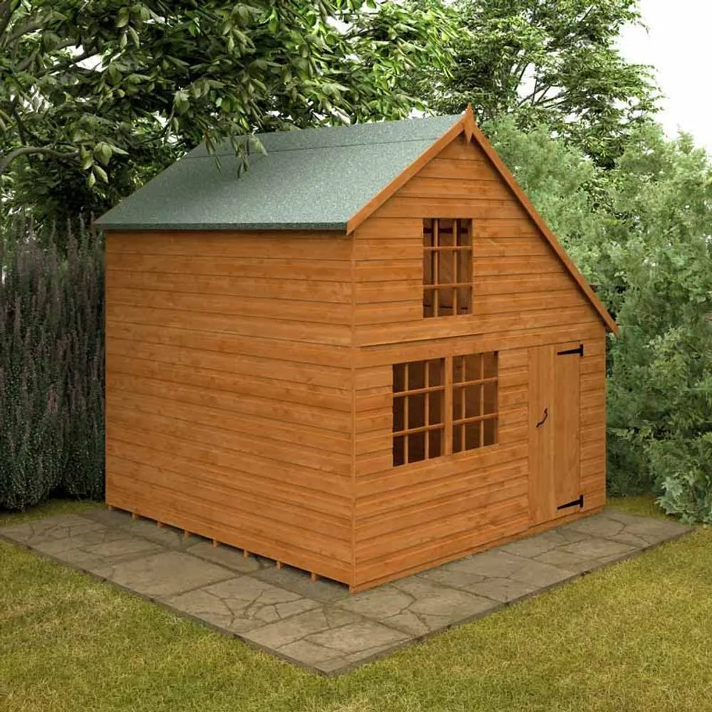Buttercup Farm 8 x 8 Feet Clubhouse 12mm Shed - Solid Wood/Softwood/Pine in Burnt Orange 2