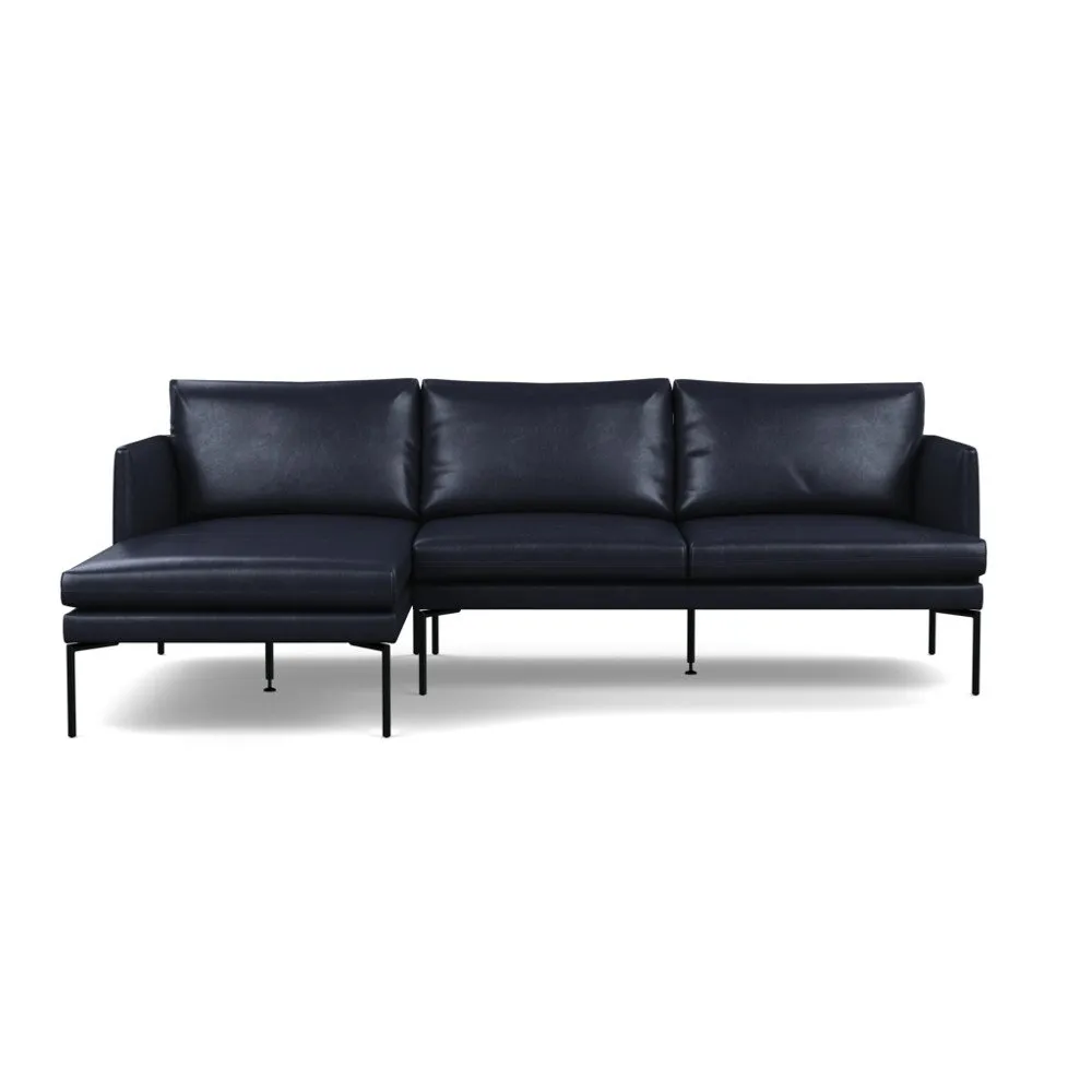 Heal's Matera Left Hand Facing Chaise Sofa Leather Stonewash Black 263 Black Feet 1