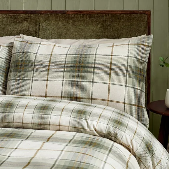 Catherine Lansfield Troon Check 100% Brushed Cotton Duvet Cover & Pillowcase Set 4