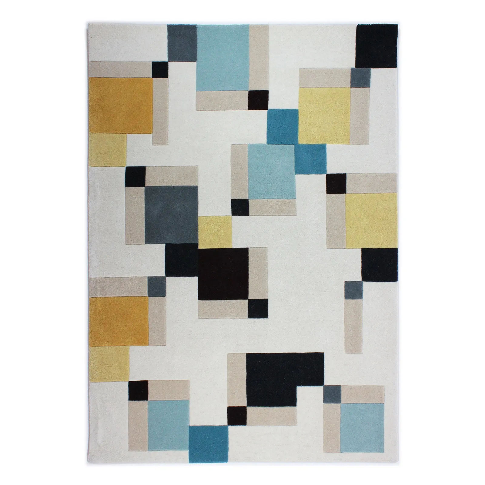 Illusion Abstract Blocks Rug Ochre (Yellow)