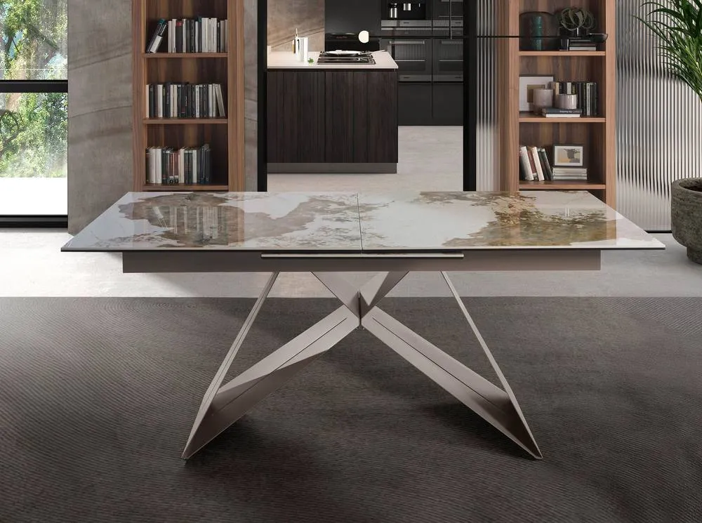 Angel Cerda Model Rectangular Extendable Dining Table - Porcelain in White 3